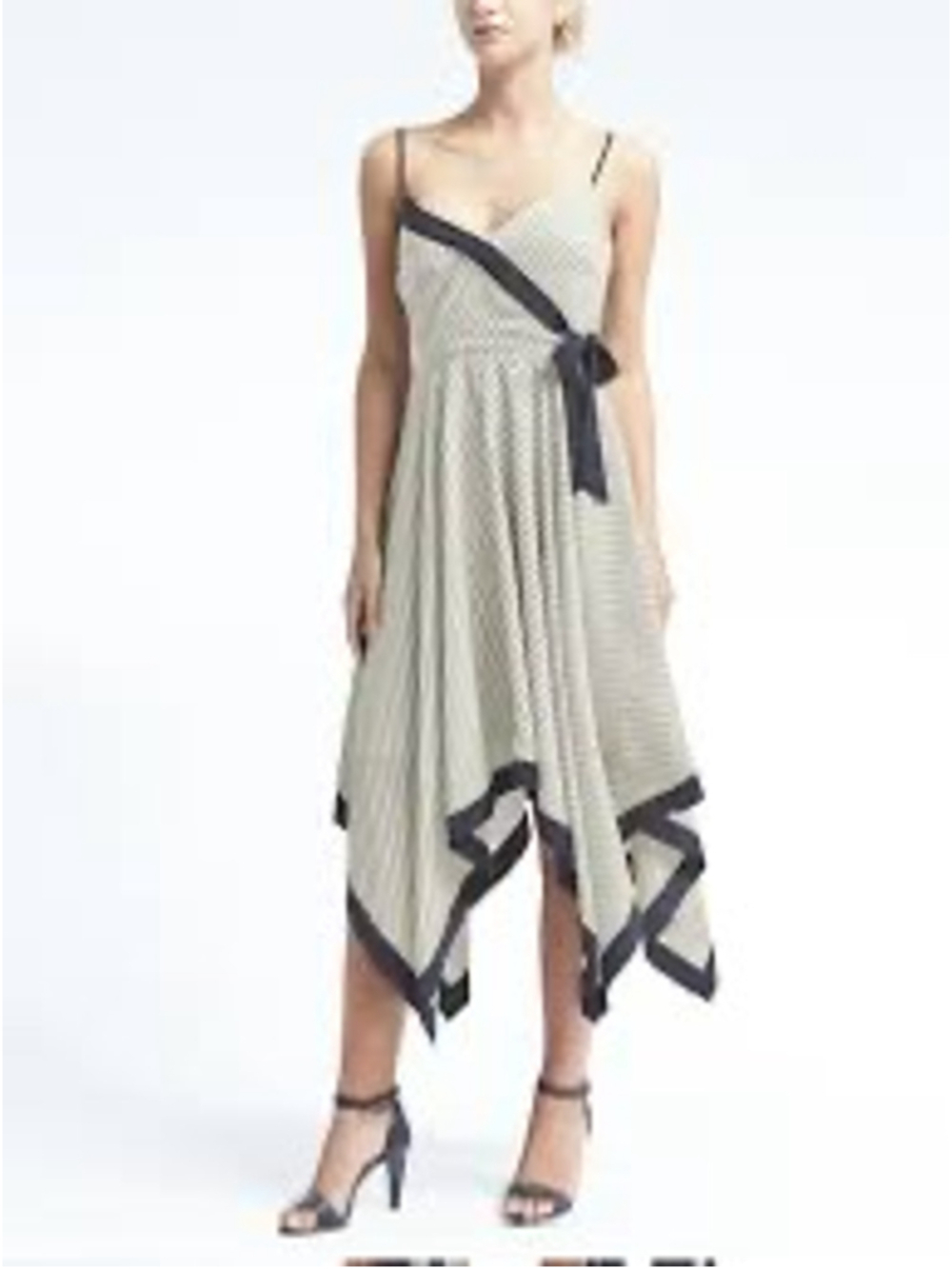 Banana Republic White Navy Geometric Midi Dress Womens Size 8